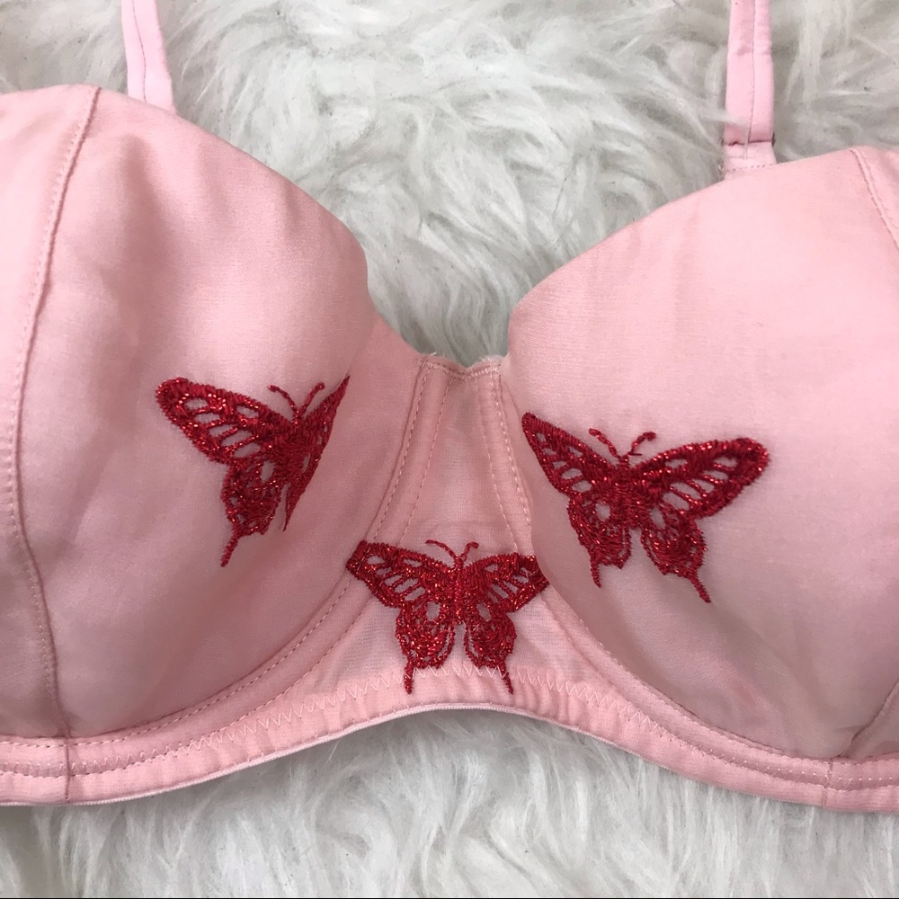 Fleur Du Mal butterfly embroidered balconette bra - Picture 3 of 7
